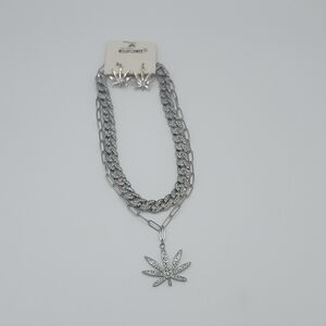 Wildflowers Silver Leaf Necklace and Earring Set